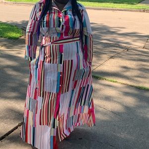 Multicolored Strip dress (red)